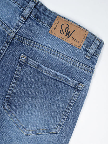 Stormy Blue Washed Bootcut Jeans