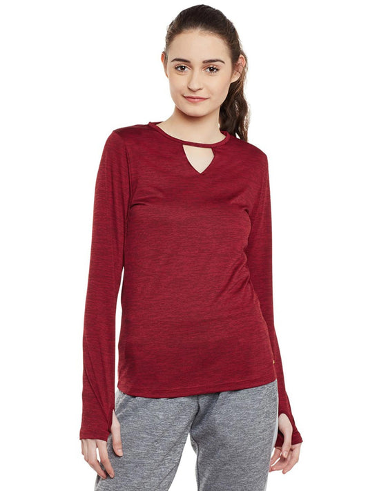 Alcis Women Solid Maroon Tshirts 131WTE188-S