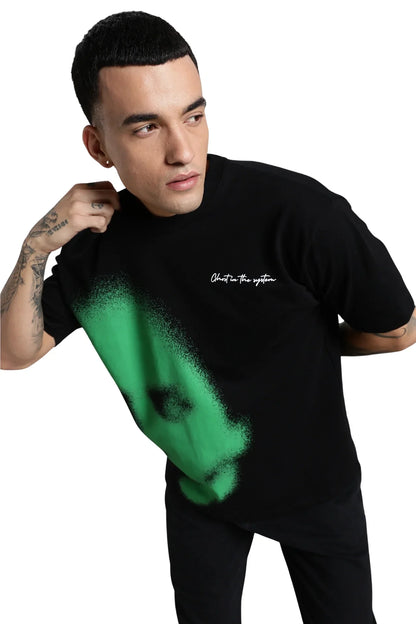 Green Abstract Face T-Shirt