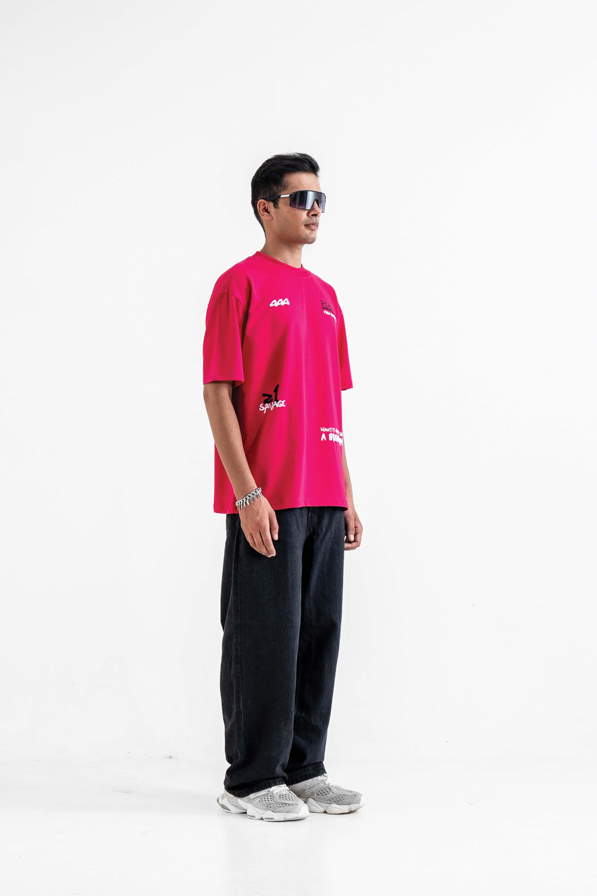Redrum Printed Pink Oversized T-Shirt Main Character