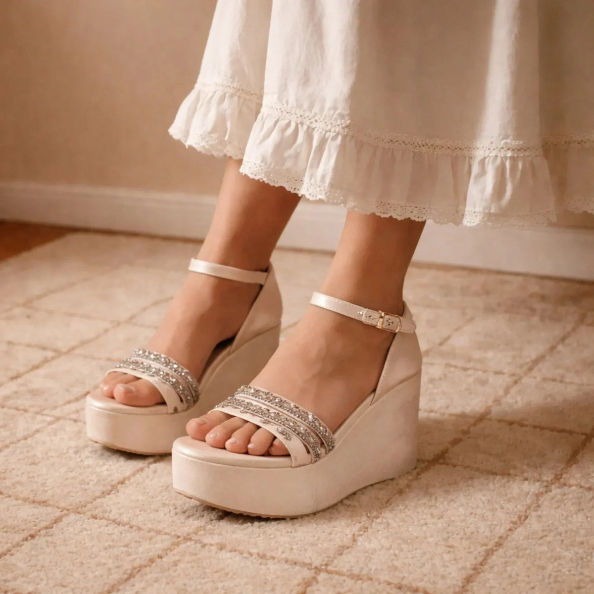 The Leilani Hand Embellished Luxury Wedge Shoe Rettrose