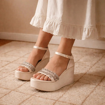The Leilani Hand Embellished Luxury Wedge Shoe Rettrose