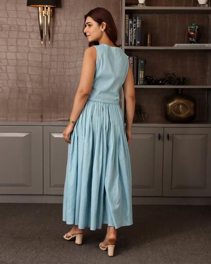 Sky Blue Cotton Vest Co-ord Set