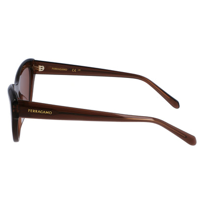 Salvatore Ferragamo Transparent Brown Cat Eye Full Rim Sunglasses