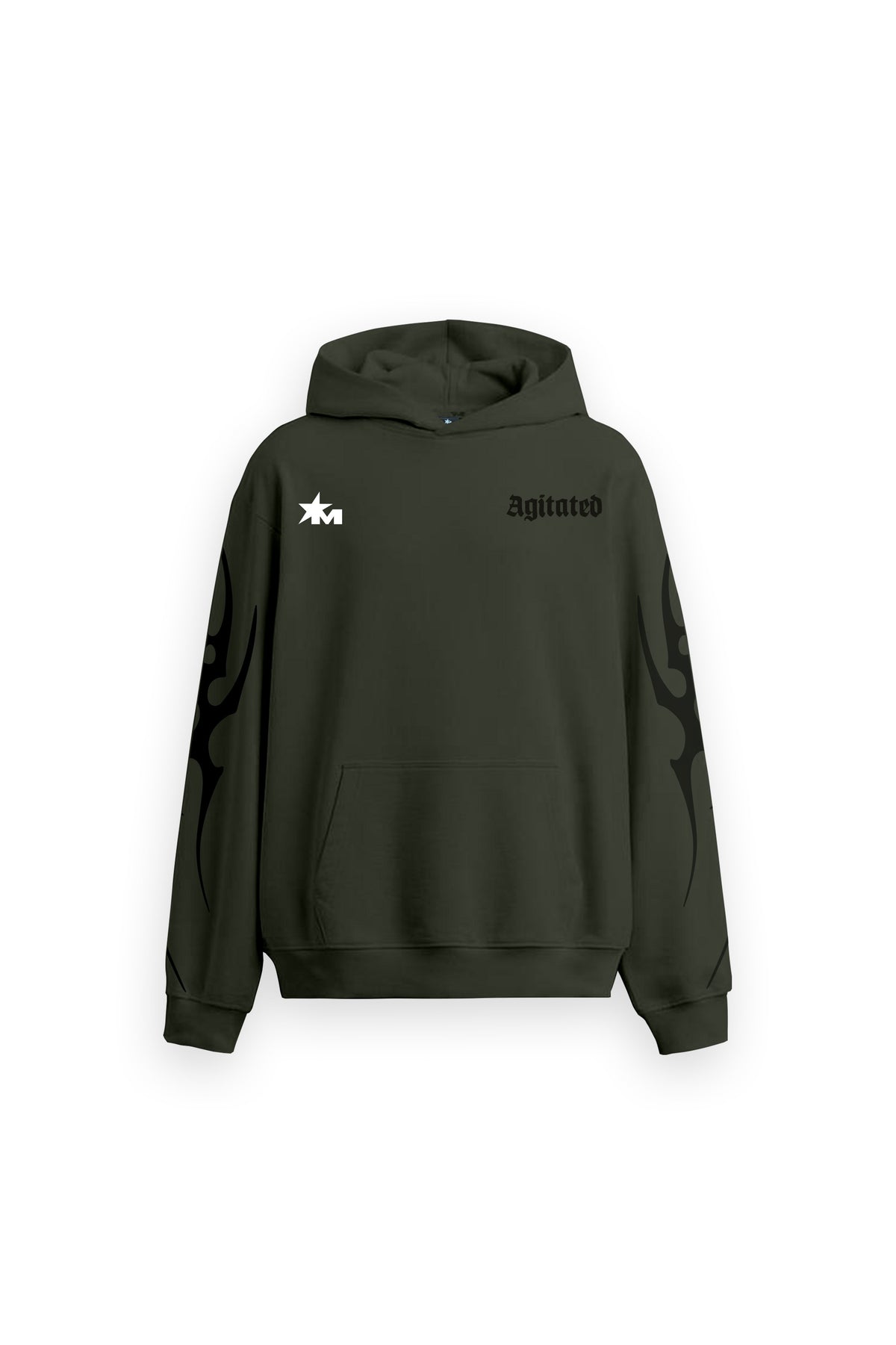 Reckless Printed Oversized Green Hoodie Main Character