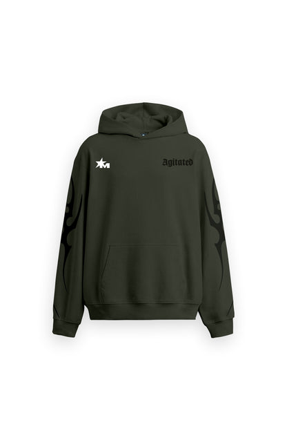 Reckless Printed Oversized Green Hoodie Main Character