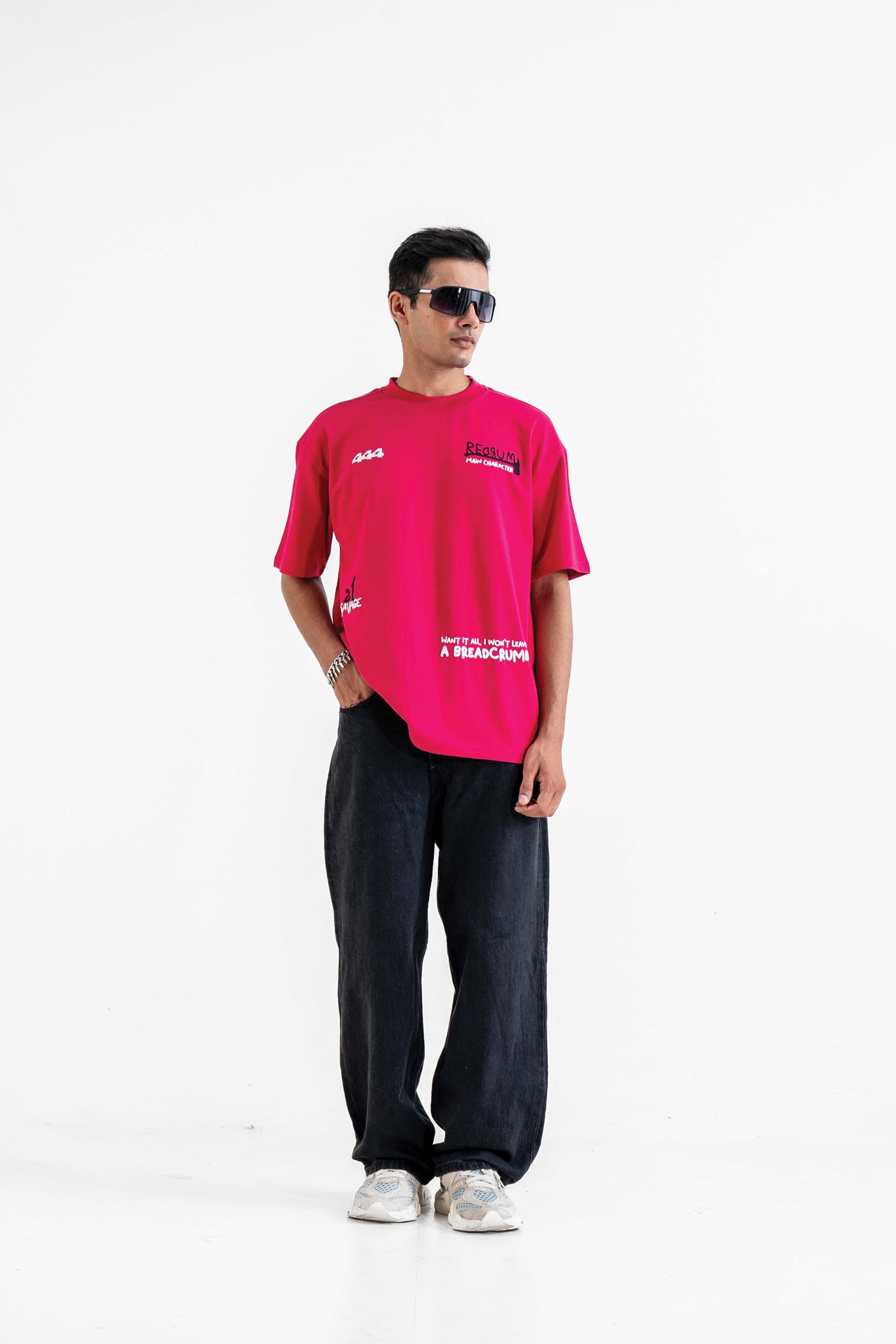 Redrum Printed Pink Oversized T-Shirt Main Character