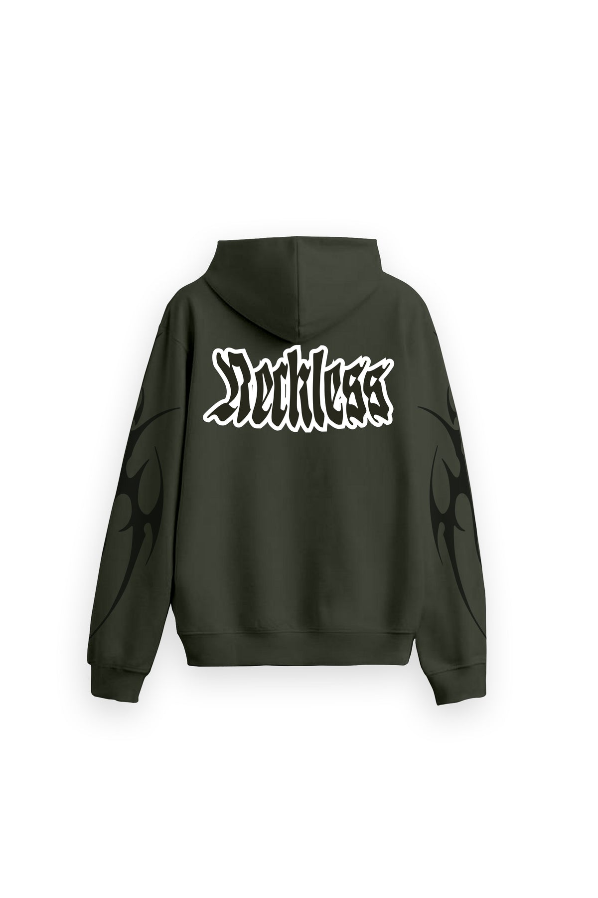 Reckless Printed Oversized Green Hoodie Main Character