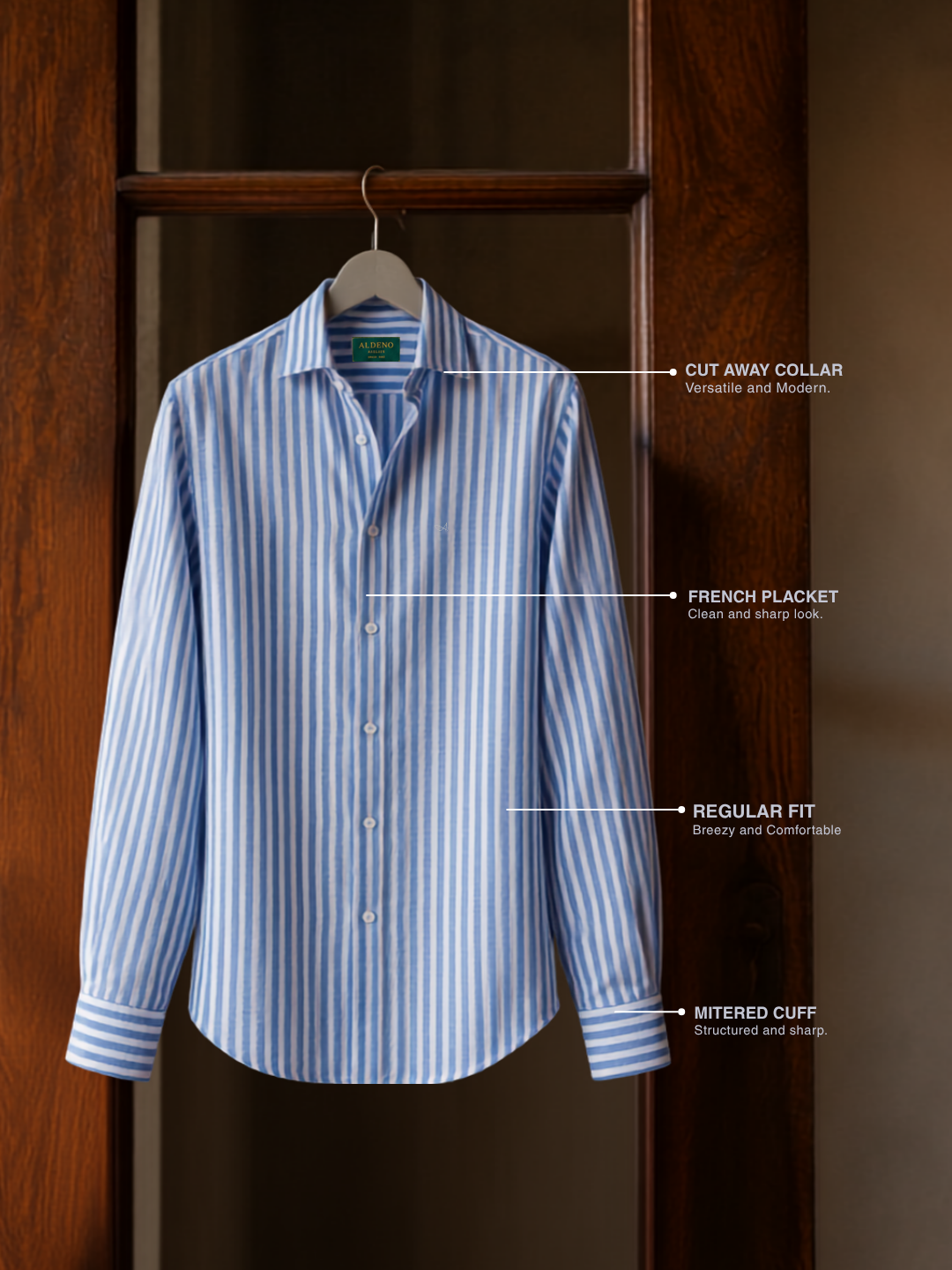 Regular Fit Linen Blue Casual Shirt for Men (JARIN)