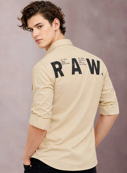 Adro Mens Cotton Twill Cargo Shirt Beige| Stylish Outdoor Travel Shirt Beige