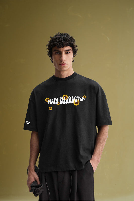 Houdini Printed Black Oversized T-Shirt Main Character