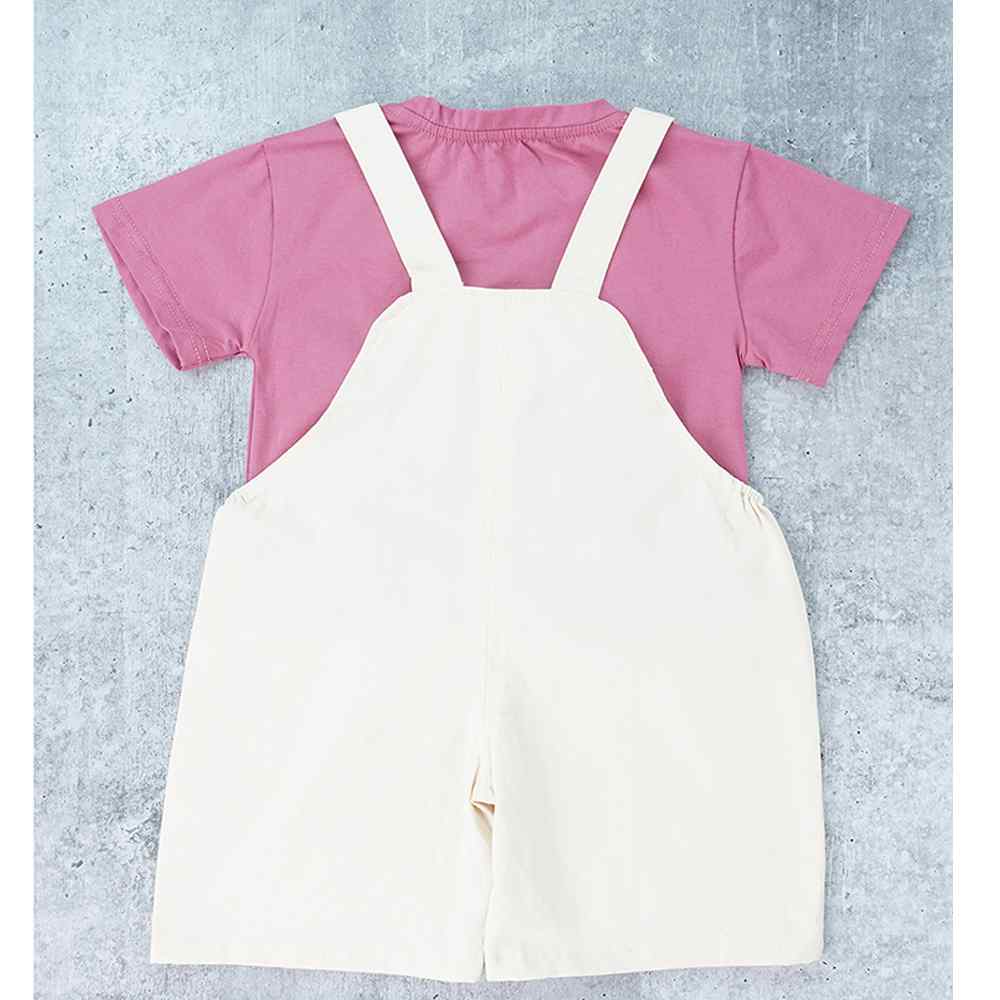 Cream One eye Monster, 2 pcs Dungaree style set for Toddlers and Kids