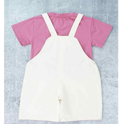 Cream One eye Monster, 2 pcs Dungaree style set for Toddlers and Kids