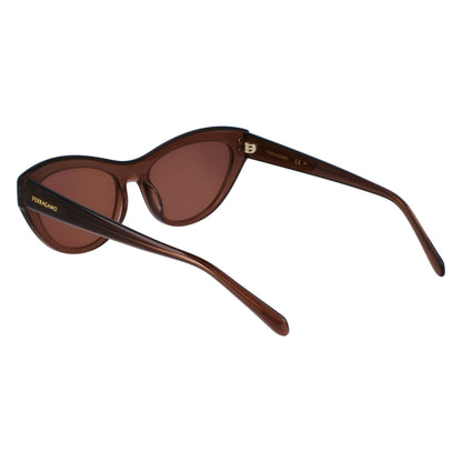 Salvatore Ferragamo Transparent Brown Cat Eye Full Rim Sunglasses