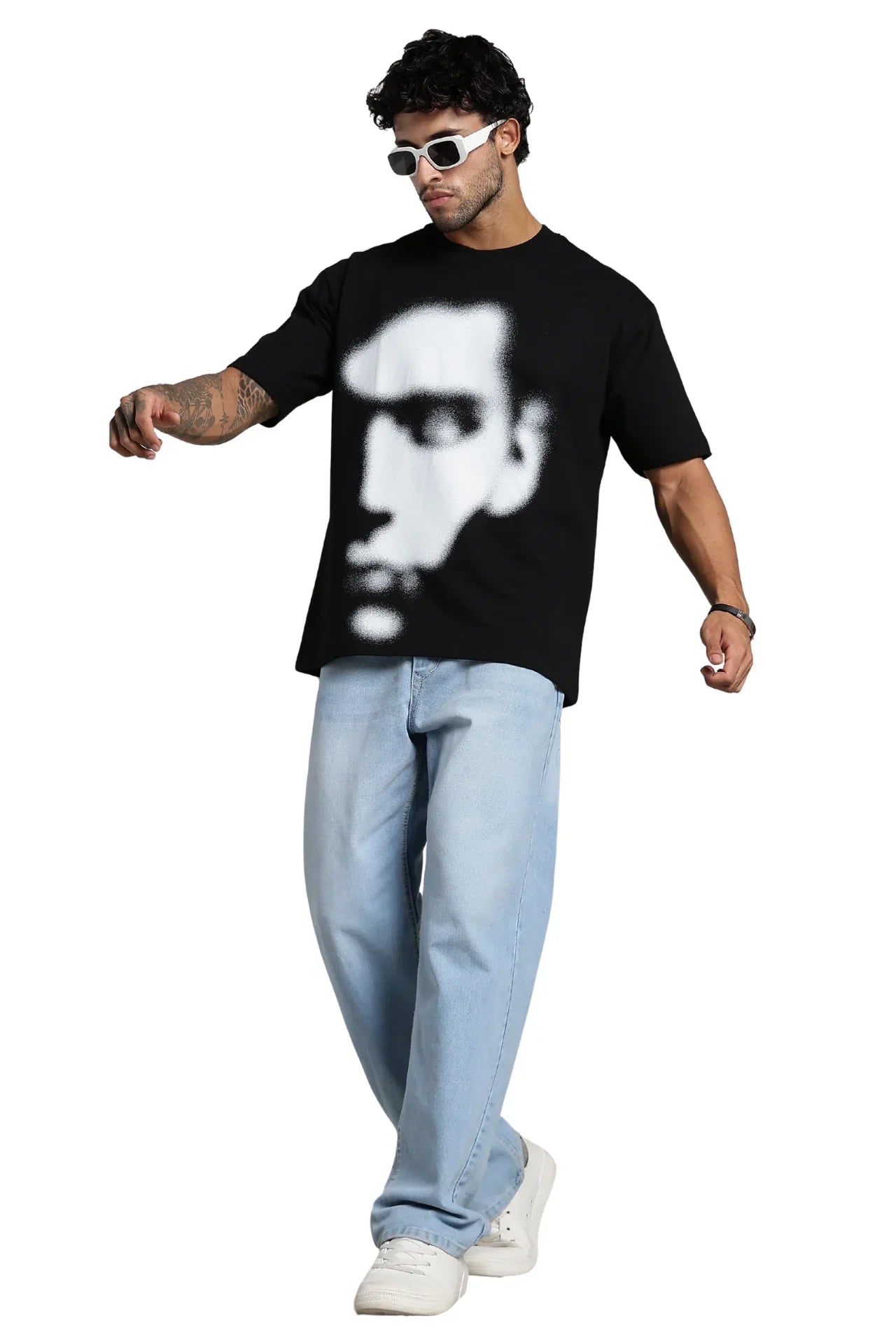 White Abstract Face T-Shirt