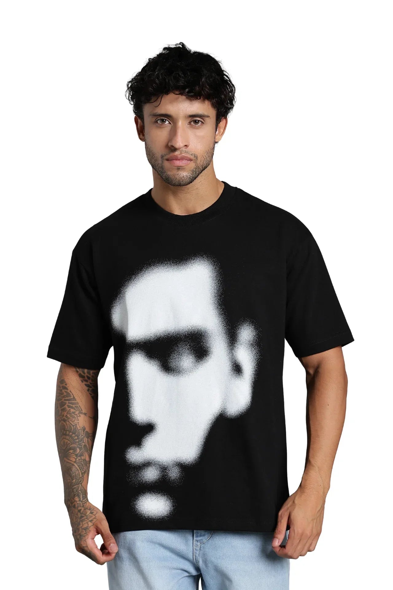 White Abstract Face T-Shirt