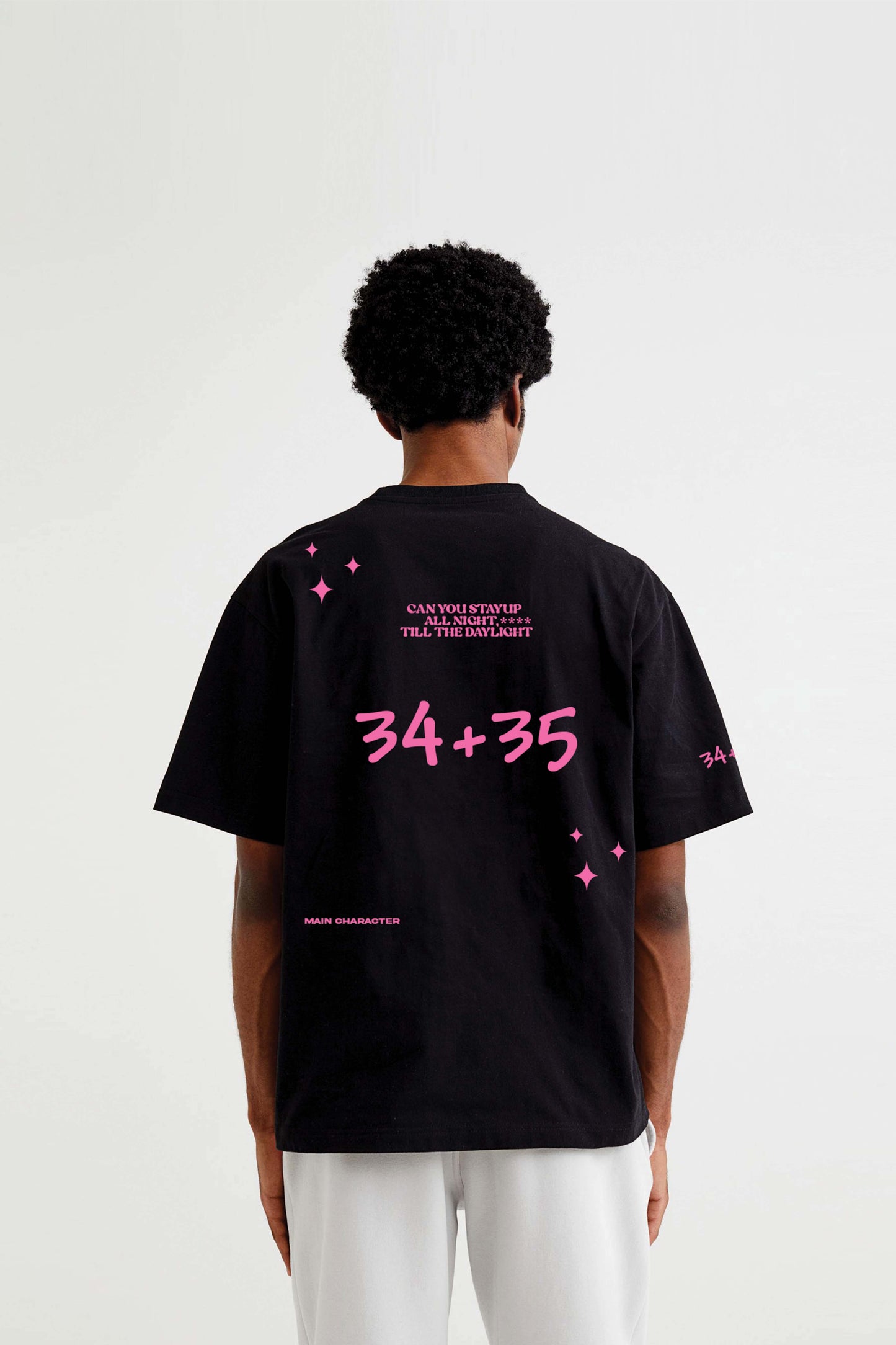 34+35 Heavyweight Round Neck Oversized Black T-Shirt