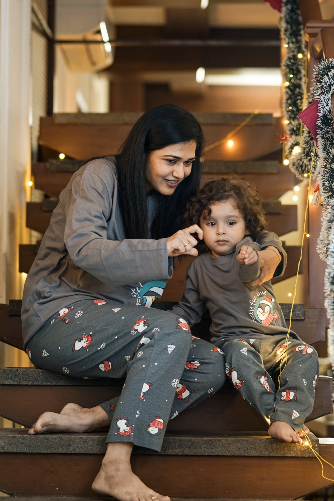 Cozy Penguin Pajama Set for Family Nap Chief
