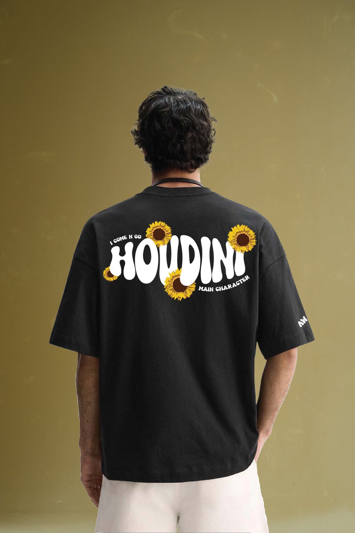 Houdini Printed Black Oversized T-Shirt Main Character