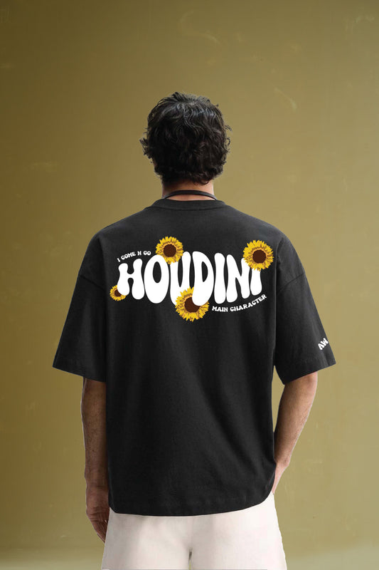 Houdini Printed Black Oversized T-Shirt Main Character
