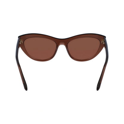 Salvatore Ferragamo Transparent Brown Cat Eye Full Rim Sunglasses