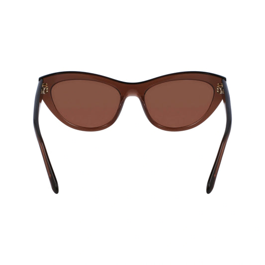 Salvatore Ferragamo Transparent Brown Cat Eye Full Rim Sunglasses