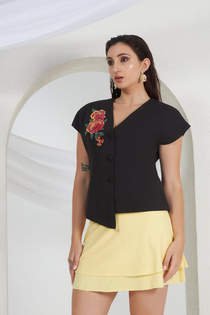 FLOWER EMBROIDERY PATCH TOP