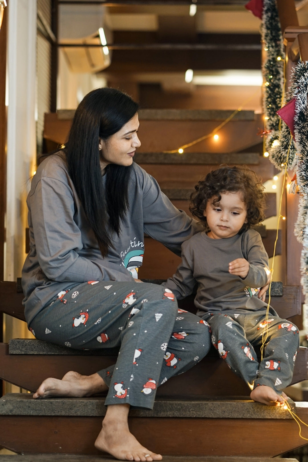 Cozy Penguin Pajama Set for Family Nap Chief