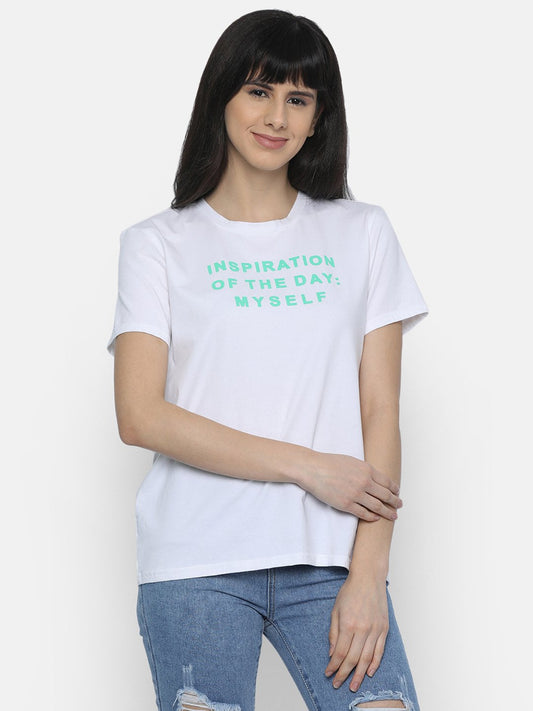 IS.U White Round Neck T-shirt