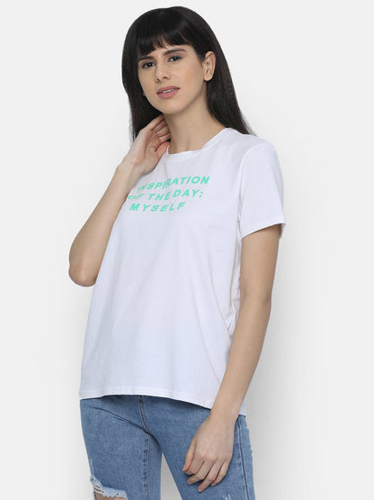 IS.U White Round Neck T-shirt