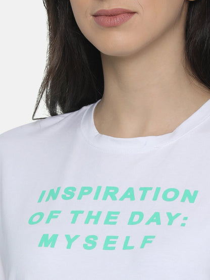 IS.U White Round Neck T-shirt