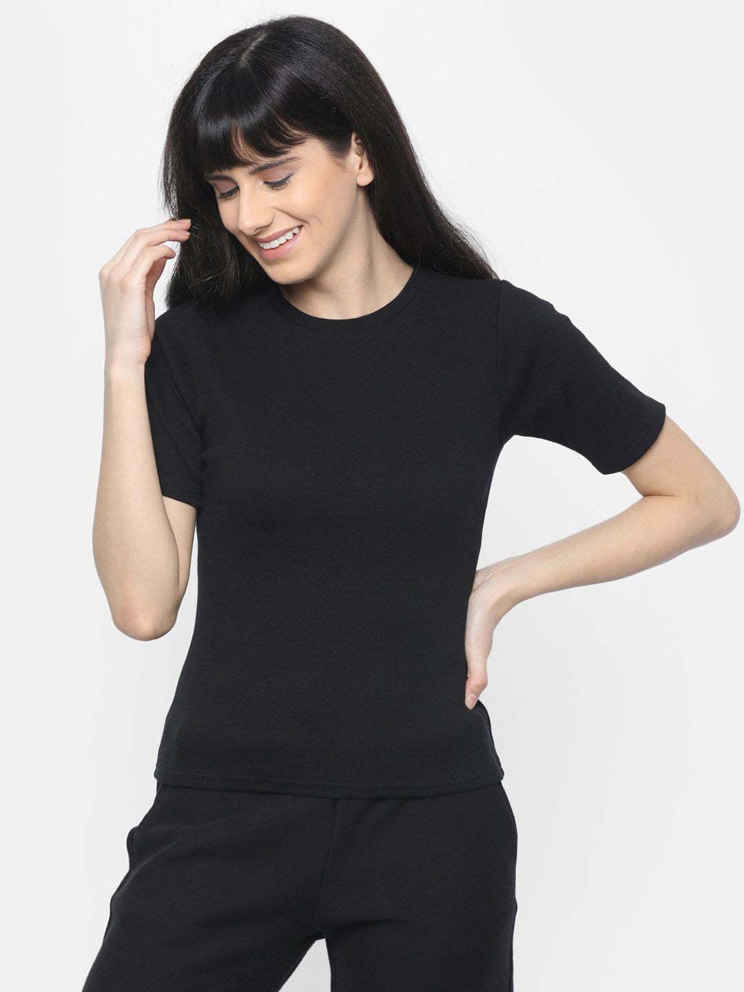 Buy black short sleeve top 