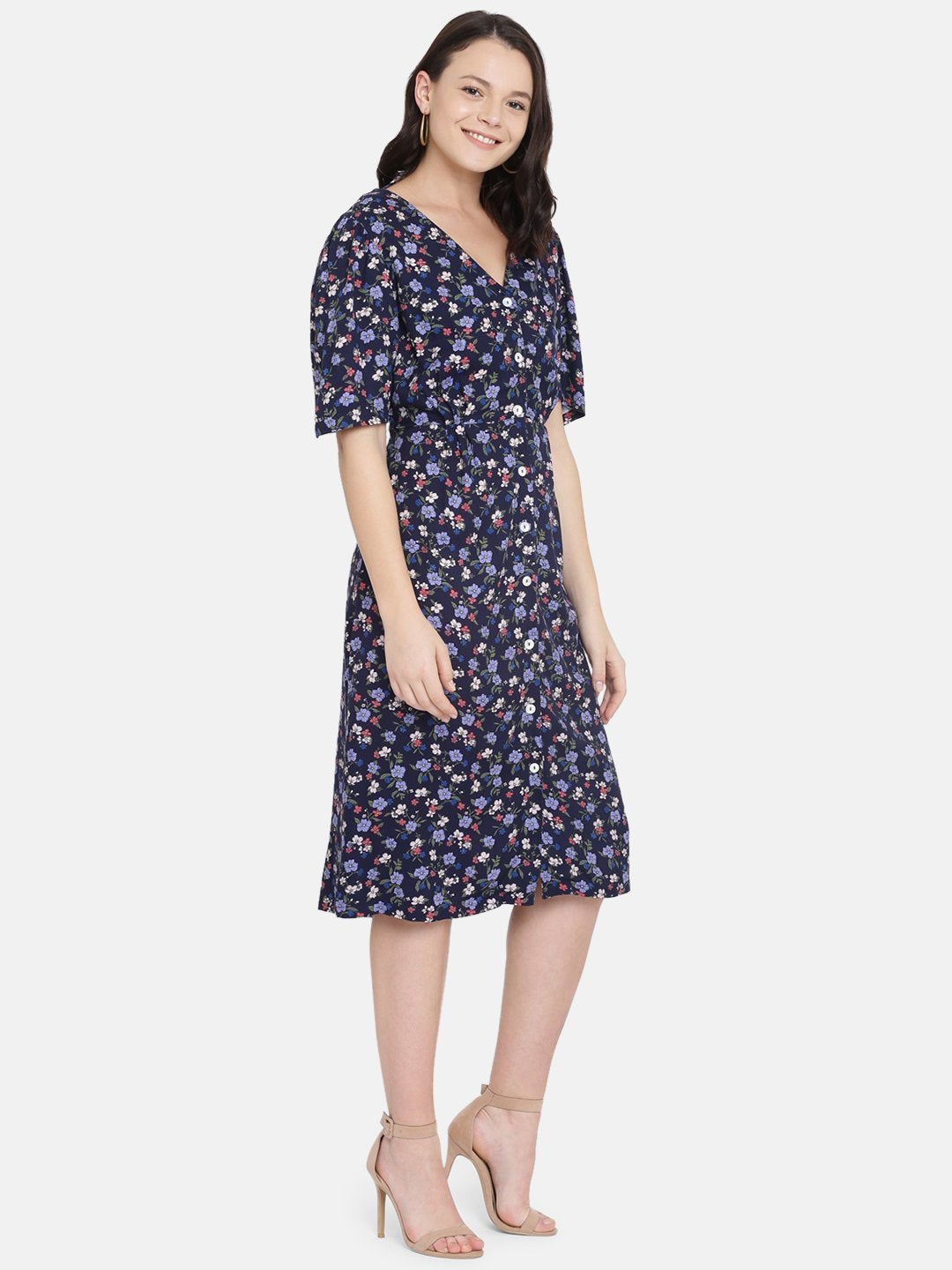 buy V neck midi dress 