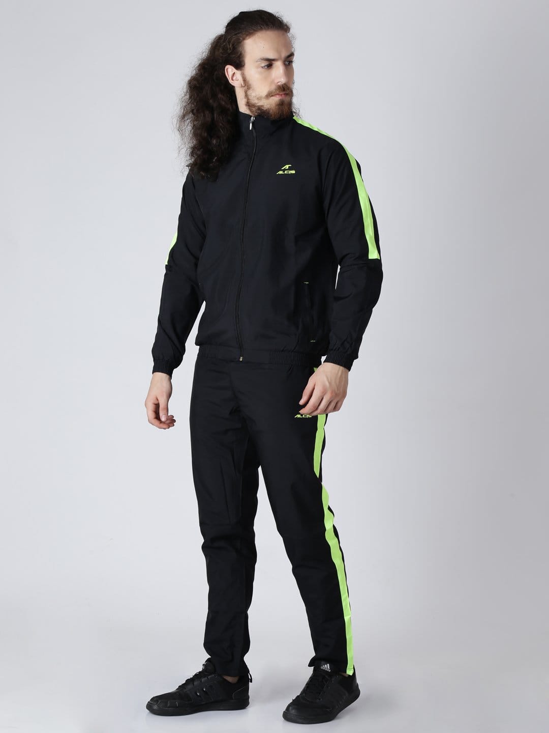 Alcis Mens Printed Black Tracksuit -Black-S-Black 166MTS256-S
