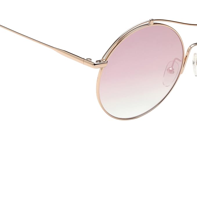 Calvin Klein Gold Full-rim Frame Pink Round Lens Sunglasses
