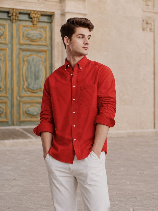 Aldeno Men Oxford Bright Red Casual Shirt (GALLY)