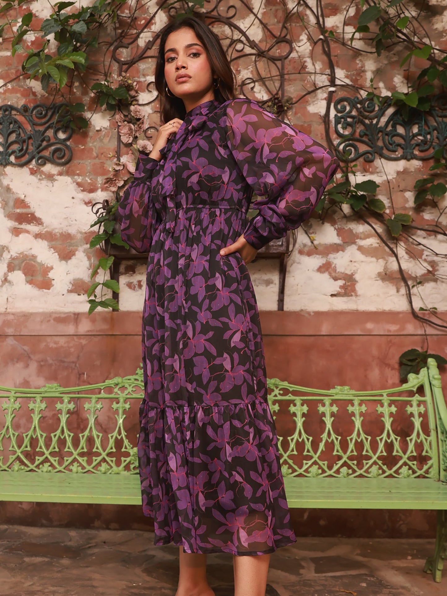 Buy Printed Purple Midaxi Dress For Women