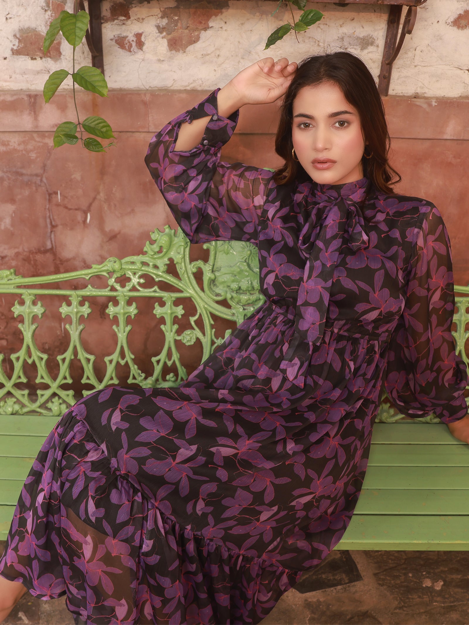 Buy Printed Purple Midaxi Dress For Women