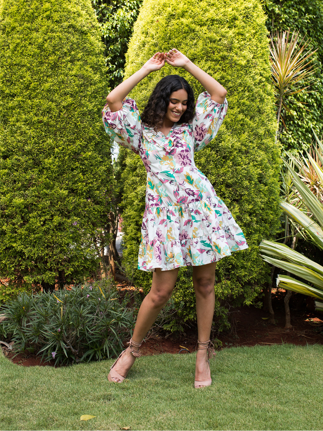 Buy Puff Sleeve Mini Dress For Women In Multicolor