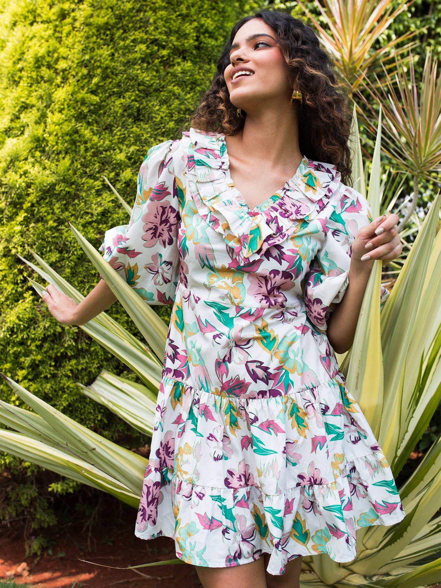 Buy Puff Sleeve Mini Dress For Women In Multicolor