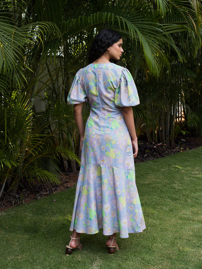 Buy purple printed midaxi dress for women 