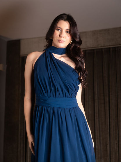Blue One Shoulder Maxi Dress