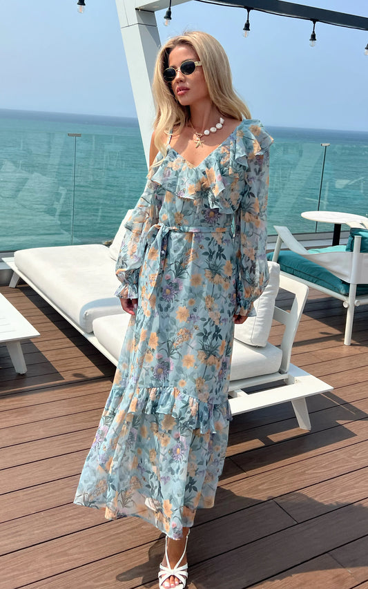 IS.U Green Cold Shoulder Dress