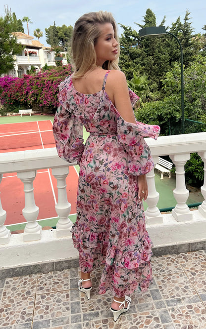 IS.U Multicolor Cold Shoulder Dress