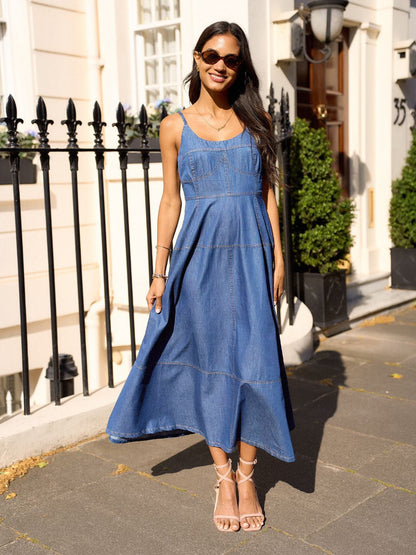 IS.U Light Blue Denim Midaxi Dress