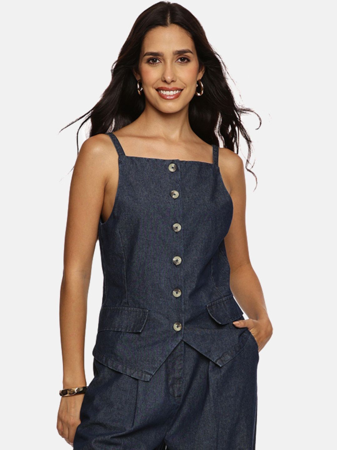 IS.U Dark Blue Denim Vest Top