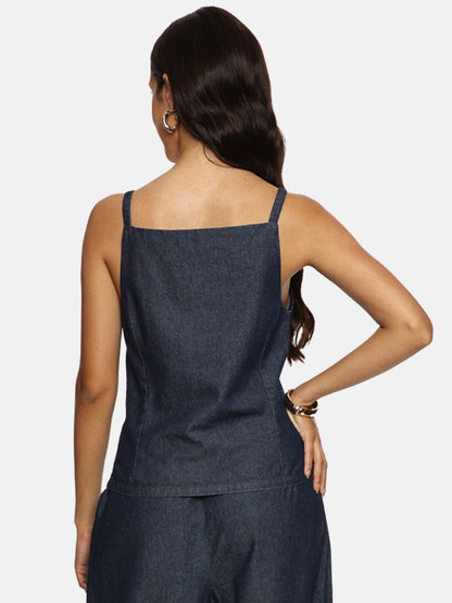 IS.U Dark Blue Denim Vest Top