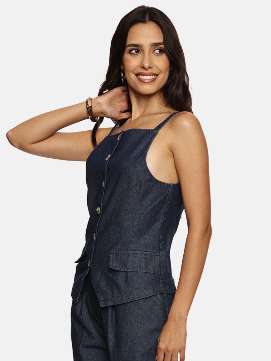 IS.U Dark Blue Denim Vest Top