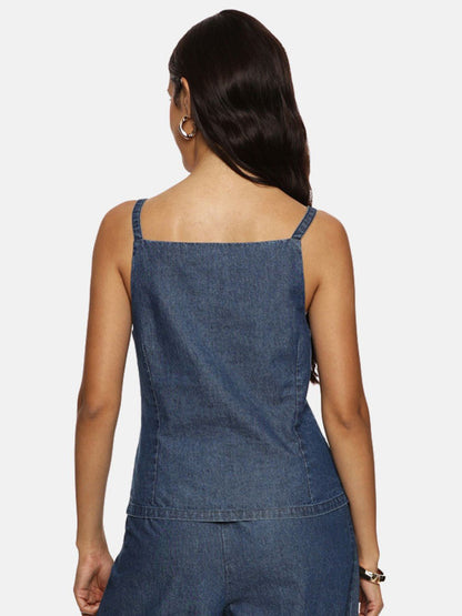 IS.U Light Blue Denim Vest Top