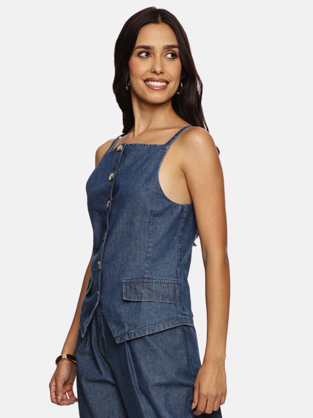 IS.U Light Blue Denim Vest Top